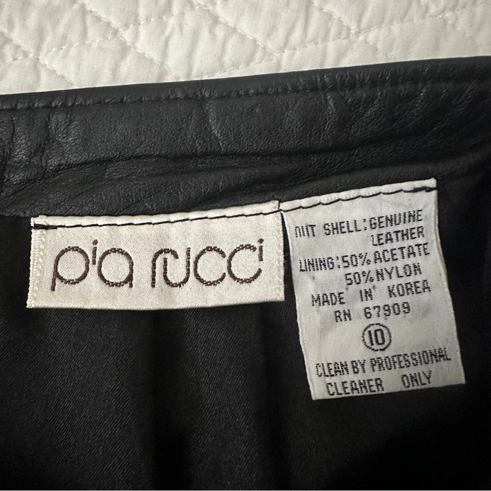 Vintage 80s Pia Rucci Black Leather Pencil Skirt Women’s - Picture 2 of 11